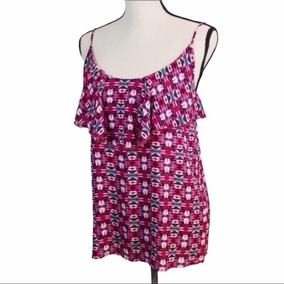Renee C Ruffle Spaghetti Strap Top Rayon Stretchy Tank | Small - Picture 1 of 6